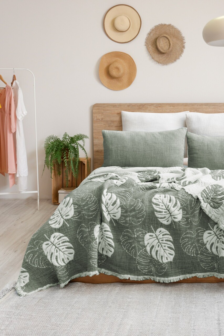 Set cuvertura pique dubla, L'essentiel Maison, Forest, Verde - imagine 3